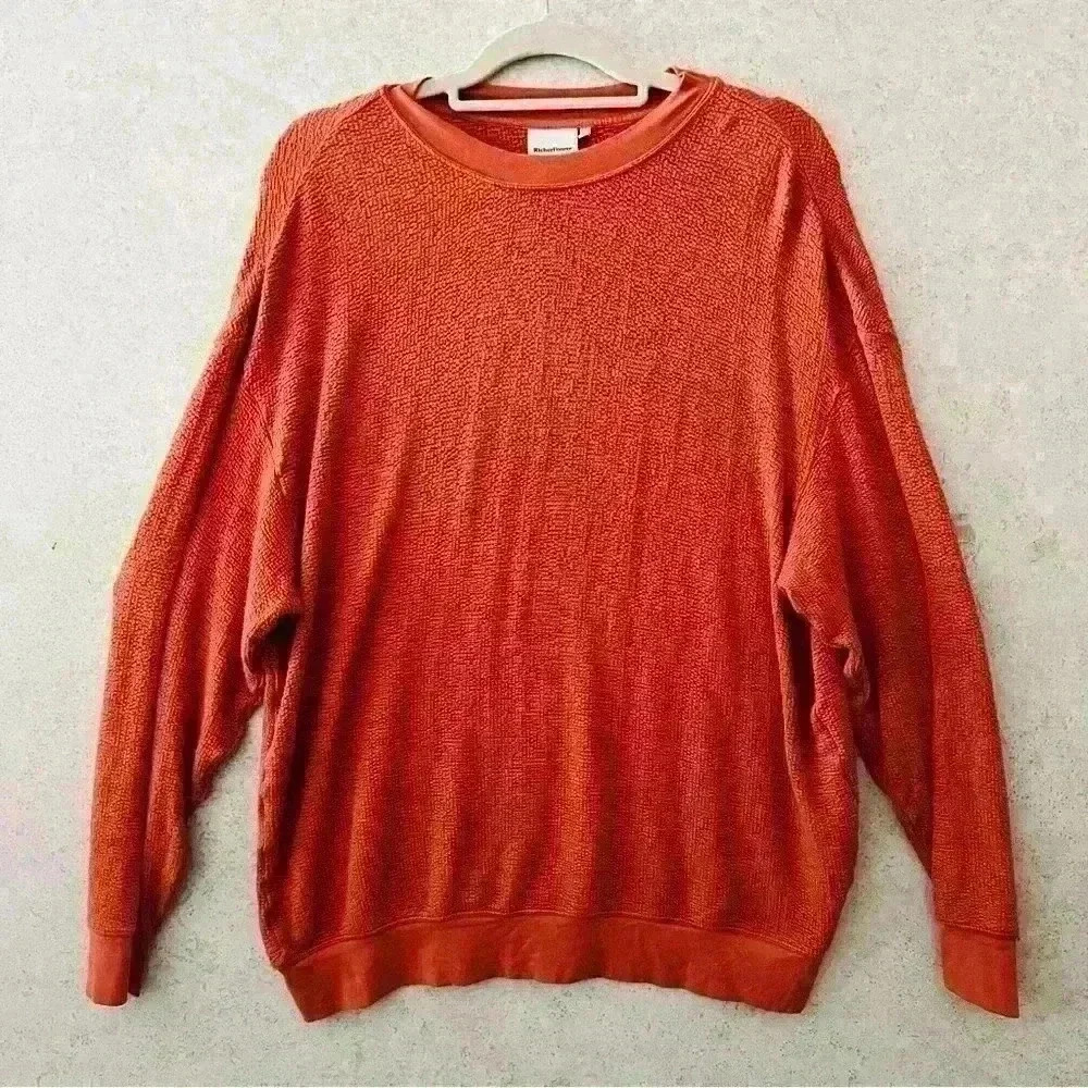 RICHER POORER L BURNT ORANGE LONG SLEEVE COMFY‎ LOUNGE FALL  LIGHT SWEATHIRT